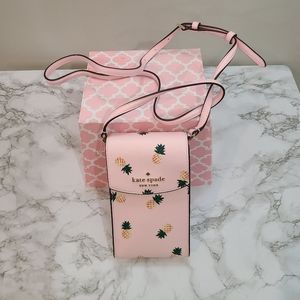 Kate Spade Pink Pineapple phone crossbody bag